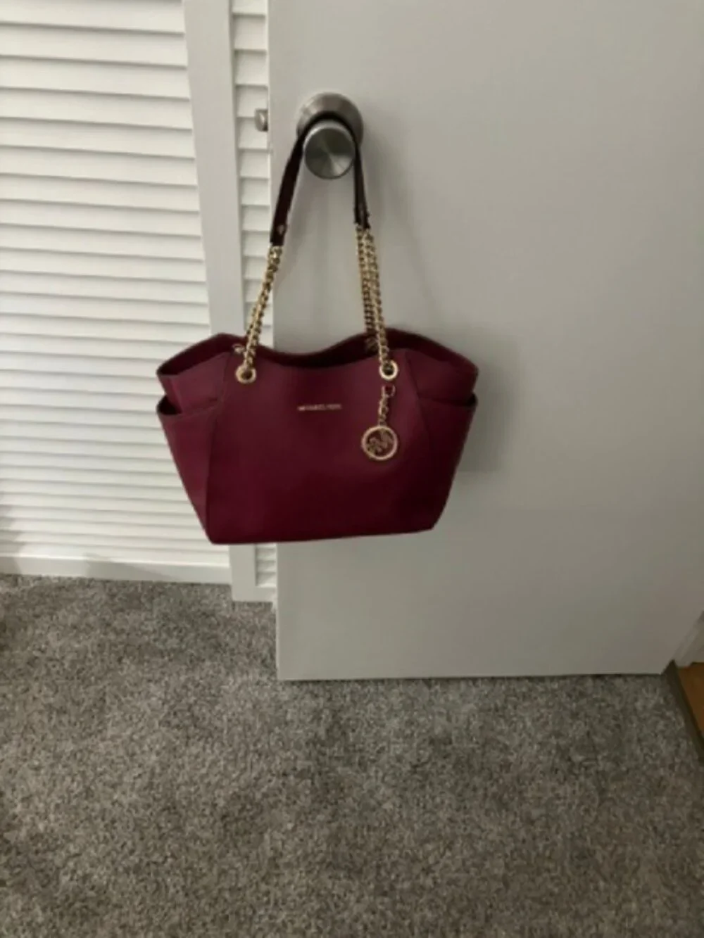 Michael Kors Jet Set Travel Signature Leather Chain Tote Shoulder Bag &wallet